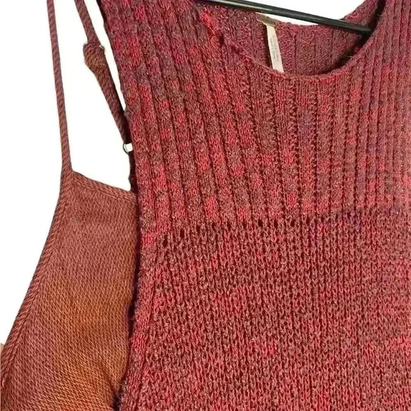 Free People maroon Waterfall Knit swing crew neck Dress with slip size Small - Picture 13 of 15